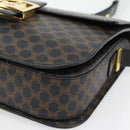CELINE Macadam Canvas Horse Carriage Bag PVC Leather Black Gold Auth 182778V-9