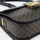 CELINE Macadam Canvas Horse Carriage Bag PVC Leather Black Gold Auth 182778V-14