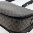 CELINE Macadam Canvas Horse Carriage Bag PVC Leather Black Gold Auth 182778V-15