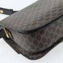CELINE Macadam Canvas Horse Carriage Bag PVC Leather Black Gold Auth 182778V-16