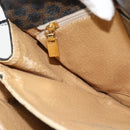 CELINE Macadam Canvas Horse Carriage Bag PVC Leather Black Gold Auth 182778V-20