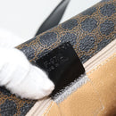 CELINE Macadam Canvas Horse Carriage Bag PVC Leather Black Gold Auth 182778V-12