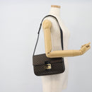 CELINE Macadam Canvas Horse Carriage Bag PVC Leather Black Gold Auth 182778V-25