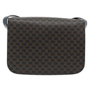 CELINE Macadam Canvas Horse Carriage Bag PVC Leather Black Gold Auth 182778V-2