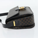 CELINE Macadam Canvas Horse Carriage Bag PVC Leather Black Gold Auth 182778V-3