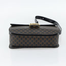 CELINE Macadam Canvas Horse Carriage Bag PVC Leather Black Gold Auth 182778V-5