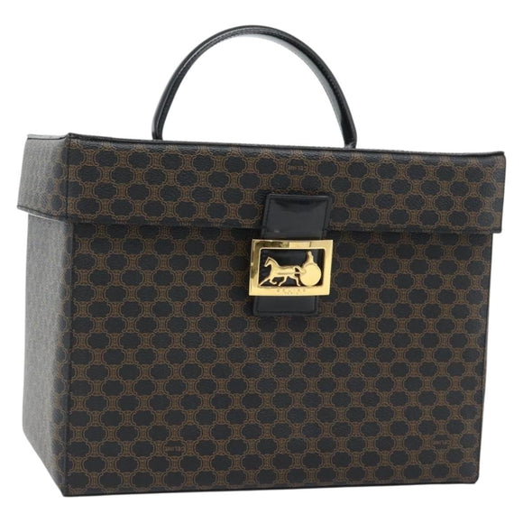 CELINE Macadam Canvas Vanity Horse Carriage Bag PVC Leder Schwarz Auth 182779V