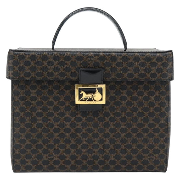 CELINE Macadam Canvas Vanity Horse Carriage Bag PVC Leder Schwarz Auth 182779V