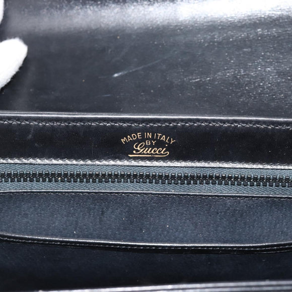 GUCCI Web Sherry Line Shoulder Bag Leather Black Gold Red Auth 182780A