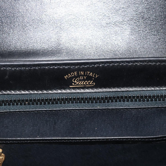 GUCCI Web Sherry Line Shoulder Bag Leather Black Gold Red Auth 182780A
