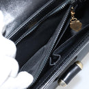 GUCCI Web Sherry Line Shoulder Bag Leather Black Gold Red Auth 182780A-22