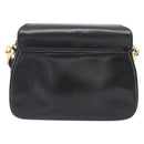 GUCCI Web Sherry Line Shoulder Bag Leather Black Gold Red Auth 182780A-2