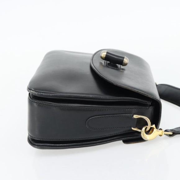 GUCCI Web Sherry Line Shoulder Bag Leather Black Gold Red Auth 182780A