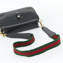 GUCCI Web Sherry Line Shoulder Bag Leather Black Gold Red Auth 182780A-7