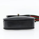 GUCCI Web Sherry Line Shoulder Bag Leather Black Gold Red Auth 182780A-5