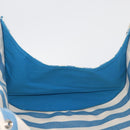 HERMES Cannes MM Hand Bag Canvas Blue Silver Auth 182782A-18