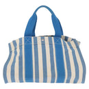 HERMES Cannes MM Hand Bag Canvas Blue Silver Auth 182782A-2
