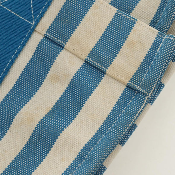 HERMES Cannes MM Hand Bag Canvas Blue Silver Auth 182782A