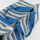 HERMES Cannes MM Hand Bag Canvas Blue Silver Auth 182782A-6