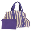 HERMES Cannes MM Hand Bag Canvas Purple Silver Auth 182783A-1