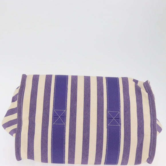 HERMES Cannes MM Hand Bag Canvas Purple Silver Auth 182783A