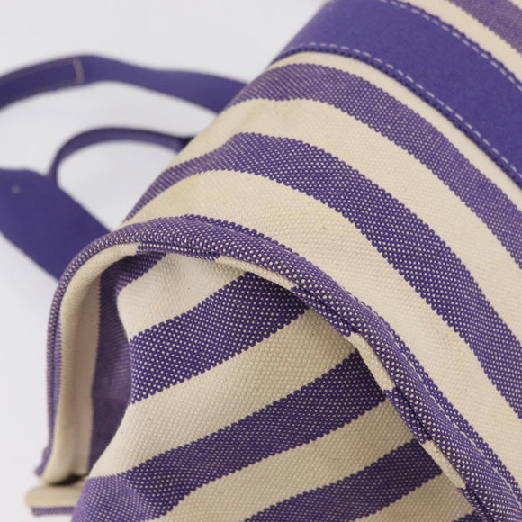 HERMES Cannes MM Hand Bag Canvas Purple Silver Auth 182783A