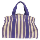 HERMES Cannes MM Hand Bag Canvas Purple Silver Auth 182783A-2