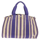 HERMES Cannes MM Hand Bag Canvas Purple Silver Auth 182783A-3