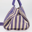 HERMES Cannes MM Hand Bag Canvas Purple Silver Auth 182783A-5