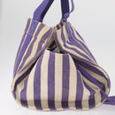 HERMES Cannes MM Hand Bag Canvas Purple Silver Auth 182783A-6
