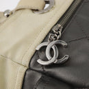 CHANEL Paris Biarritz MM Tote Bag Coated Canvas Silver CC Auth 182784-18