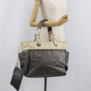 CHANEL Paris Biarritz MM Tote Bag Coated Canvas Silver CC Auth 182784-27