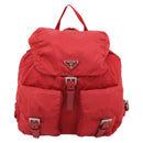 PRADA Backpack Nylon Red Silver Auth 182785A-13