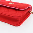 CHANEL Chain Mini Matelasse 12 Umhängetasche Baumwolle Rot Gold CC Auth 182786SM-14