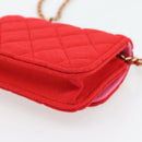 CHANEL Chain Mini Matelasse 12 Umhängetasche Baumwolle Rot Gold CC Auth 182786SM-16