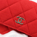 CHANEL Chain Mini Matelasse 12 Umhängetasche Baumwolle Rot Gold CC Auth 182786SM-18