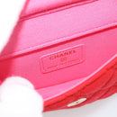 CHANEL Chain Mini Matelasse 12 Umhängetasche Baumwolle Rot Gold CC Auth 182786SM-19