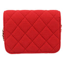 CHANEL Chain Mini Matelasse 12 Umhängetasche Baumwolle Rot Gold CC Auth 182786SM-2