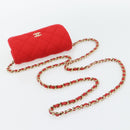 CHANEL Chain Mini Matelasse 12 Umhängetasche Baumwolle Rot Gold CC Auth 182786SM-7