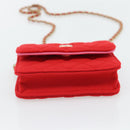 CHANEL Chain Mini Matelasse 12 Umhängetasche Baumwolle Rot Gold CC Auth 182786SM-5
