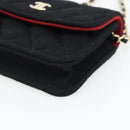 CHANEL Chain Mini Matelasse 12 Shoulder Bag Cotton Black Gold CC Auth 182787SM-10
