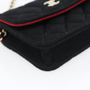 CHANEL Chain Mini Matelasse 12 Shoulder Bag Cotton Black Gold CC Auth 182787SM-11