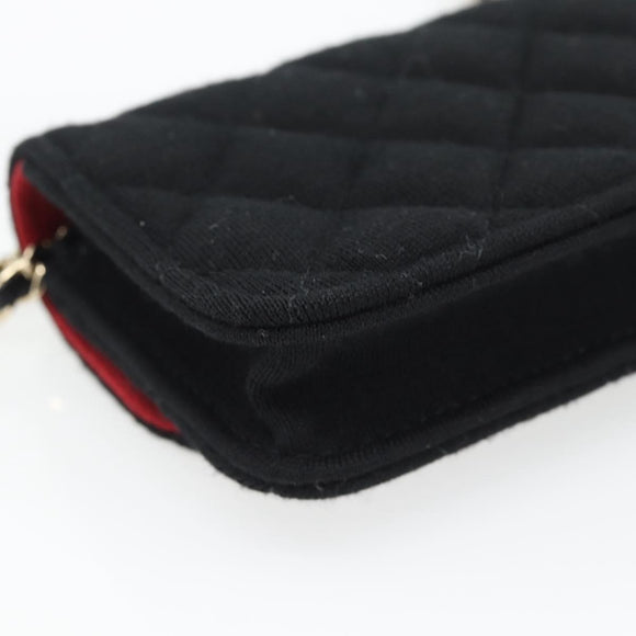 CHANEL Chain Mini Matelasse 12 Shoulder Bag Cotton Black Gold CC Auth 182787SM