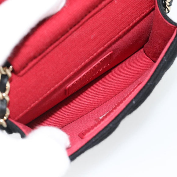 CHANEL Chain Mini Matelasse 12 Shoulder Bag Cotton Black Gold CC Auth 182787SM
