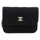 CHANEL Chain Mini Matelasse 12 Shoulder Bag Cotton Black Gold CC Auth 182787SM-2