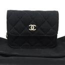 CHANEL Chain Mini Matelasse 12 Shoulder Bag Cotton Black Gold CC Auth 182787SM-22