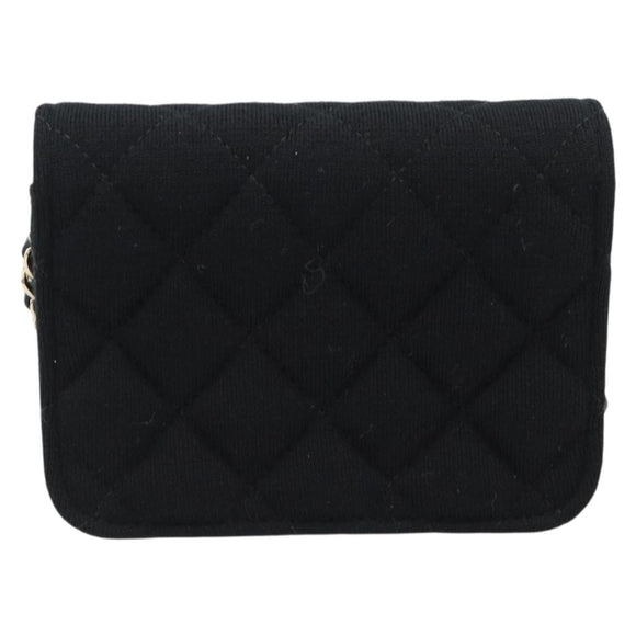CHANEL Chain Mini Matelasse 12 Shoulder Bag Cotton Black Gold CC Auth 182787SM