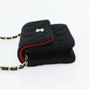 CHANEL Chain Mini Matelasse 12 Shoulder Bag Cotton Black Gold CC Auth 182787SM-4