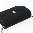 CHANEL Chain Mini Matelasse 12 Shoulder Bag Cotton Black Gold CC Auth 182787SM-6