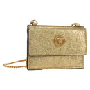 VERSACE Chain Shoulder Pouch Card Case Leather Gold Auth 182790V-1